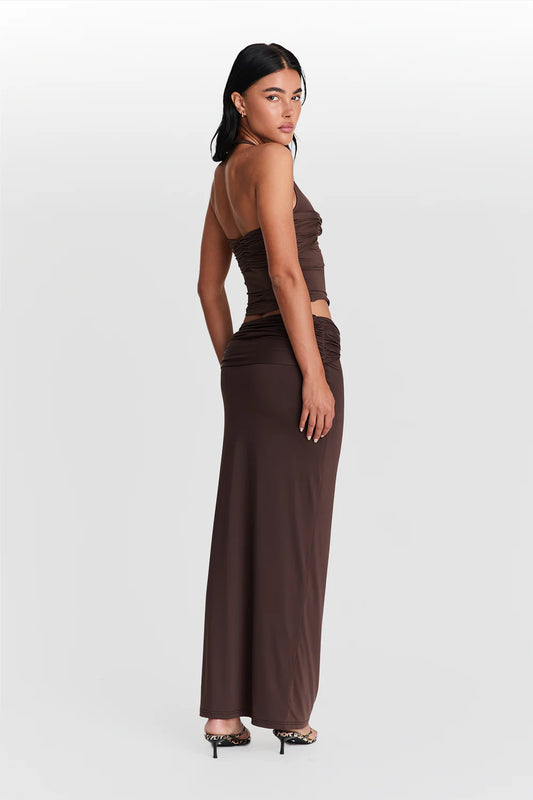 Sasha Therese Mila Maxi Skirt & Top Set Chocolate Brown