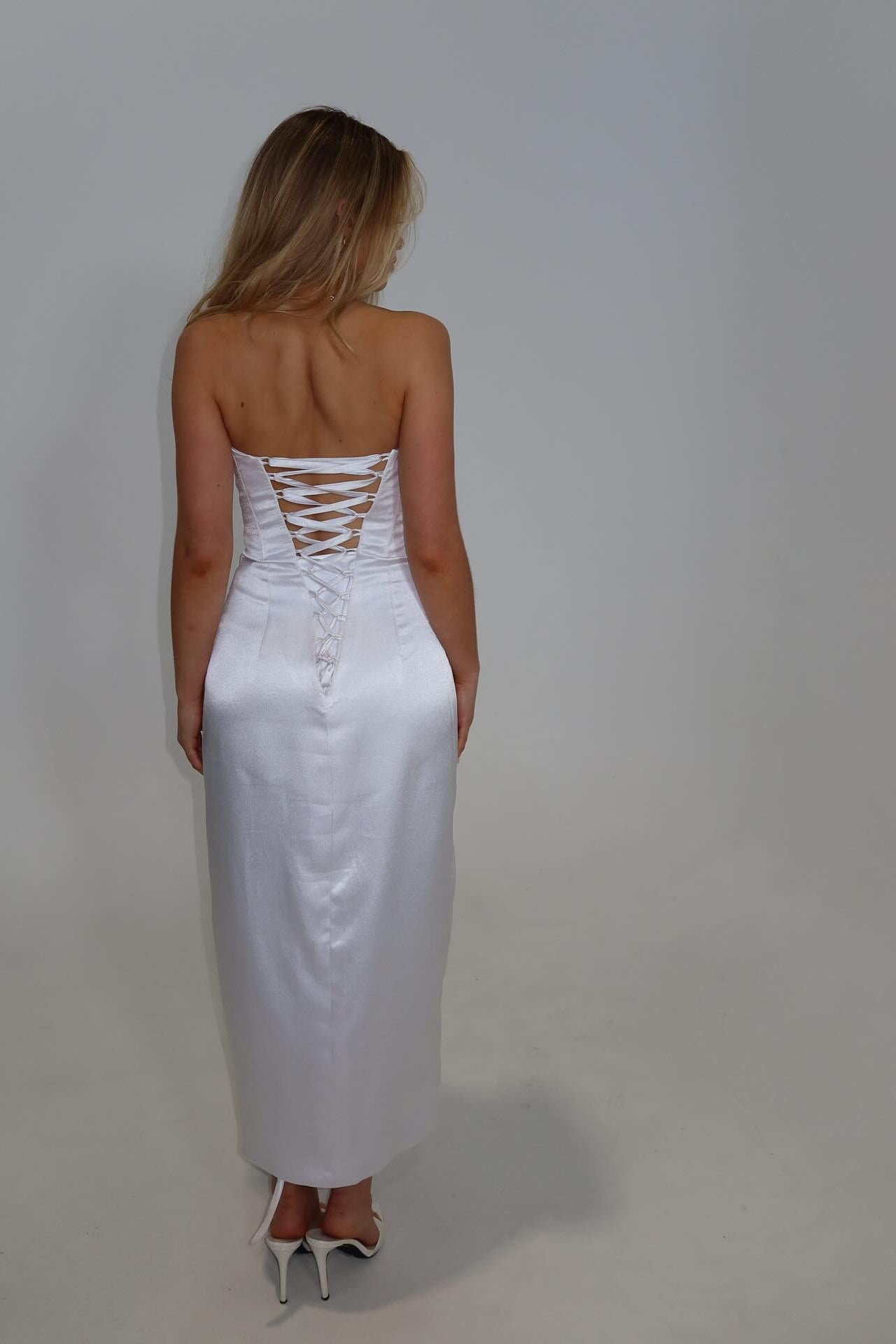Custom Corset Engagement Dress White (For Sale)