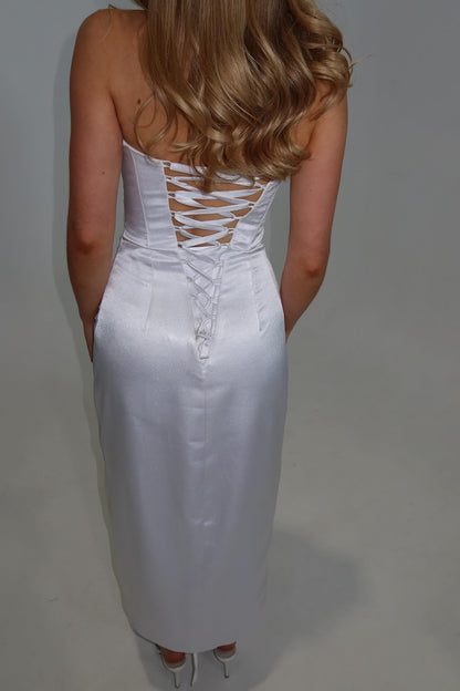 Custom Corset Engagement Dress White (For Sale)