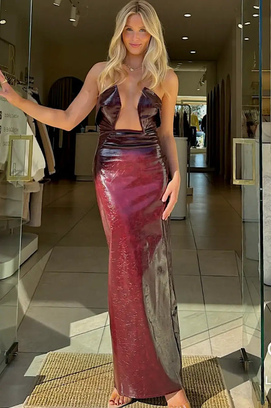 She is OLLÁ Sole Maxi Dress Burgundy