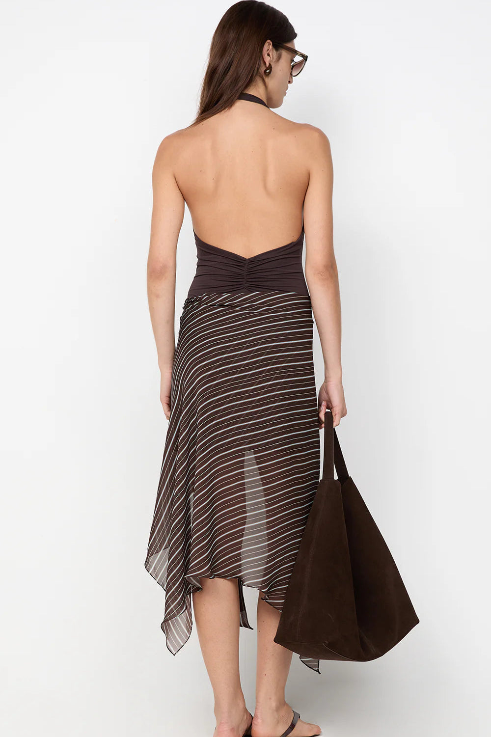 Bec & Bridge Norma Halter Dress Choc Slices Stripe (For Sale)