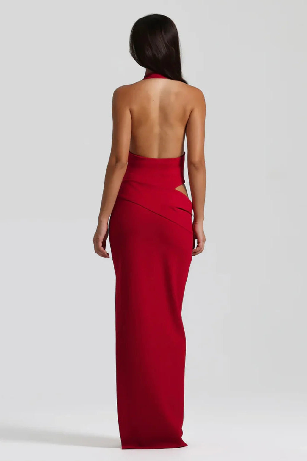 Natalie Rolt Becca Set Bodysuit Top & Maxi Skirt Red