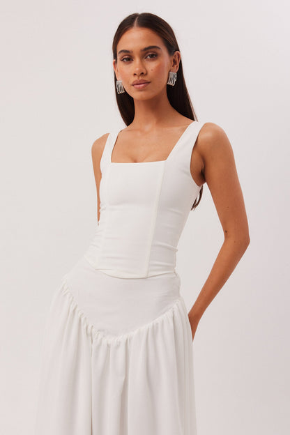 SNDYS Joelle Corset top & Slowe Maxi skirt Set White