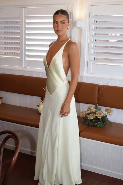 Sneaky Link Jaz Hand V-Neck Maxi Dress Yellow