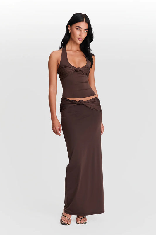 Sasha Therese Mila Maxi Skirt & Top Set Chocolate Brown