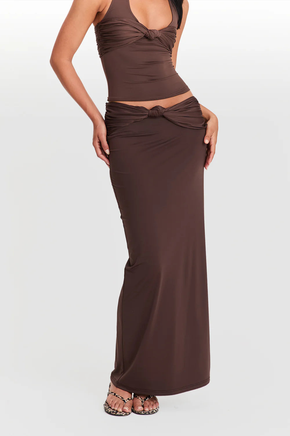 Sasha Therese Mila Maxi Skirt & Top Set Chocolate Brown