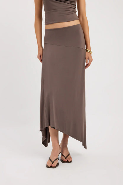 Kookai Zali Skirt & Walker Top Set Brown