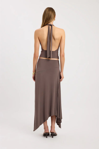 Kookai Zali Skirt & Walker Top Set Brown