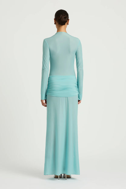 Benni Zuri Maxi Long Sleeve Dress Blue