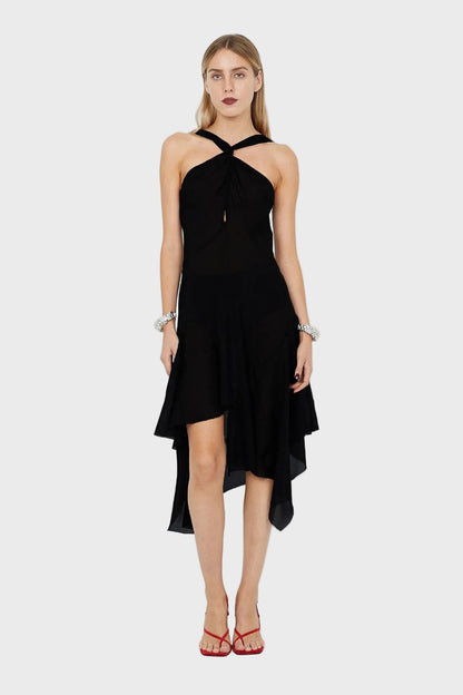 Bec & Bridge Aida Halter Maxi Dress in black featuring halter neckline, fitted bodice and sleek floor length silhouette