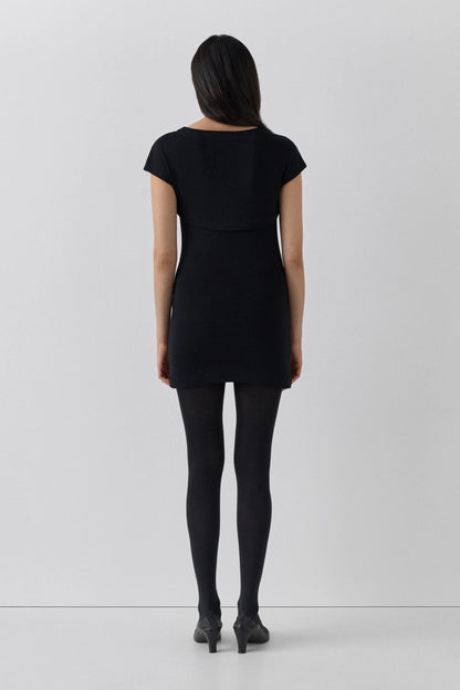 Gimaguas Karim Mini Dress in Black, back view showing integrated shoulder cover, dress hire Adelaide Australia