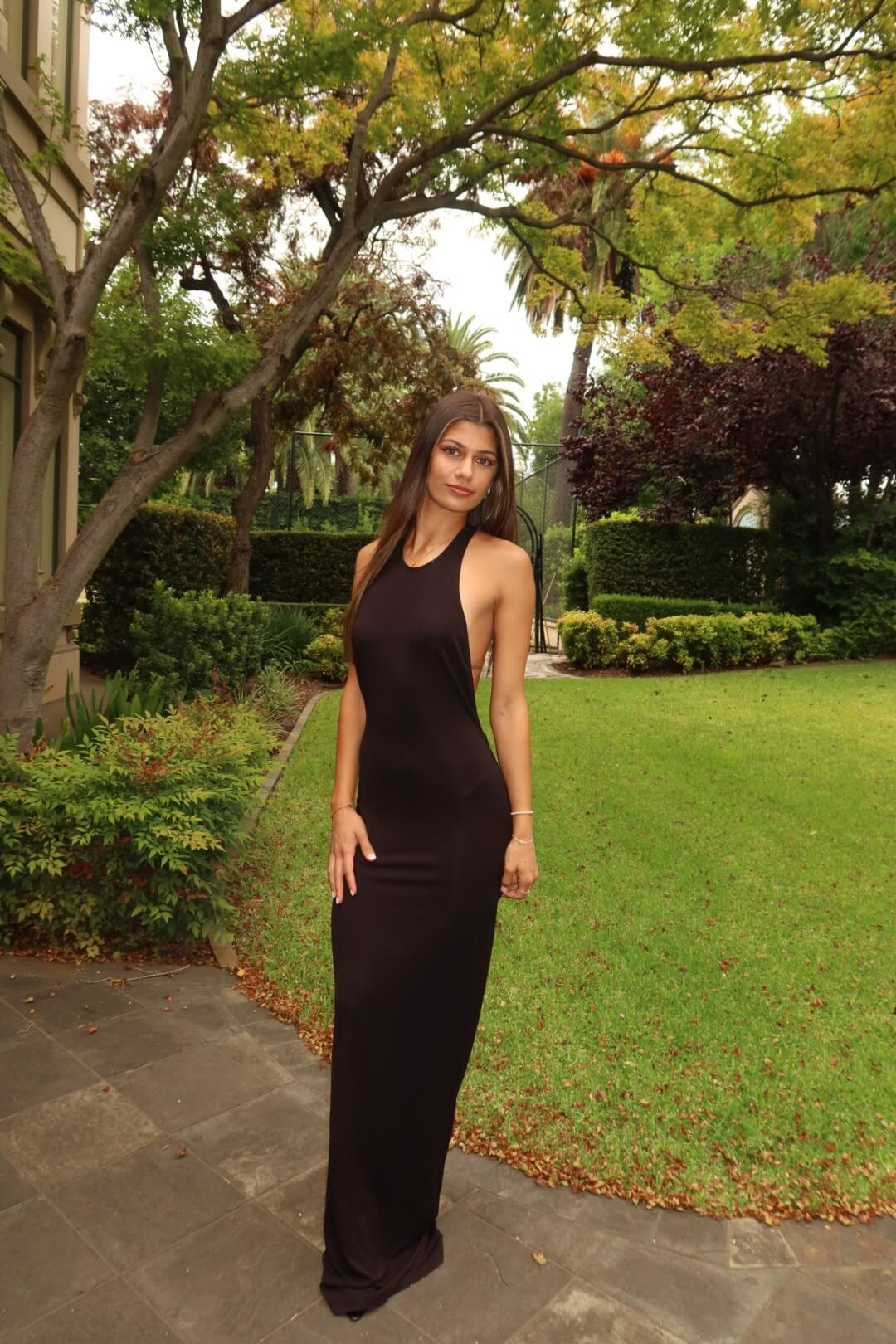 Henne Ophelia Tank Dress in black featuring a sleek sleeveless design and elegant maxi silhouette