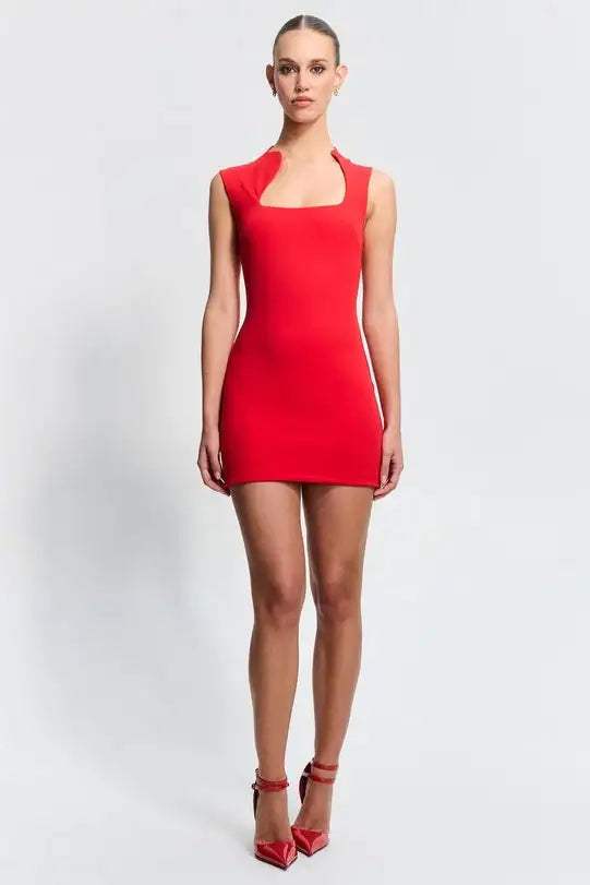Effie Kats Elara Mini Dress Cherry Red