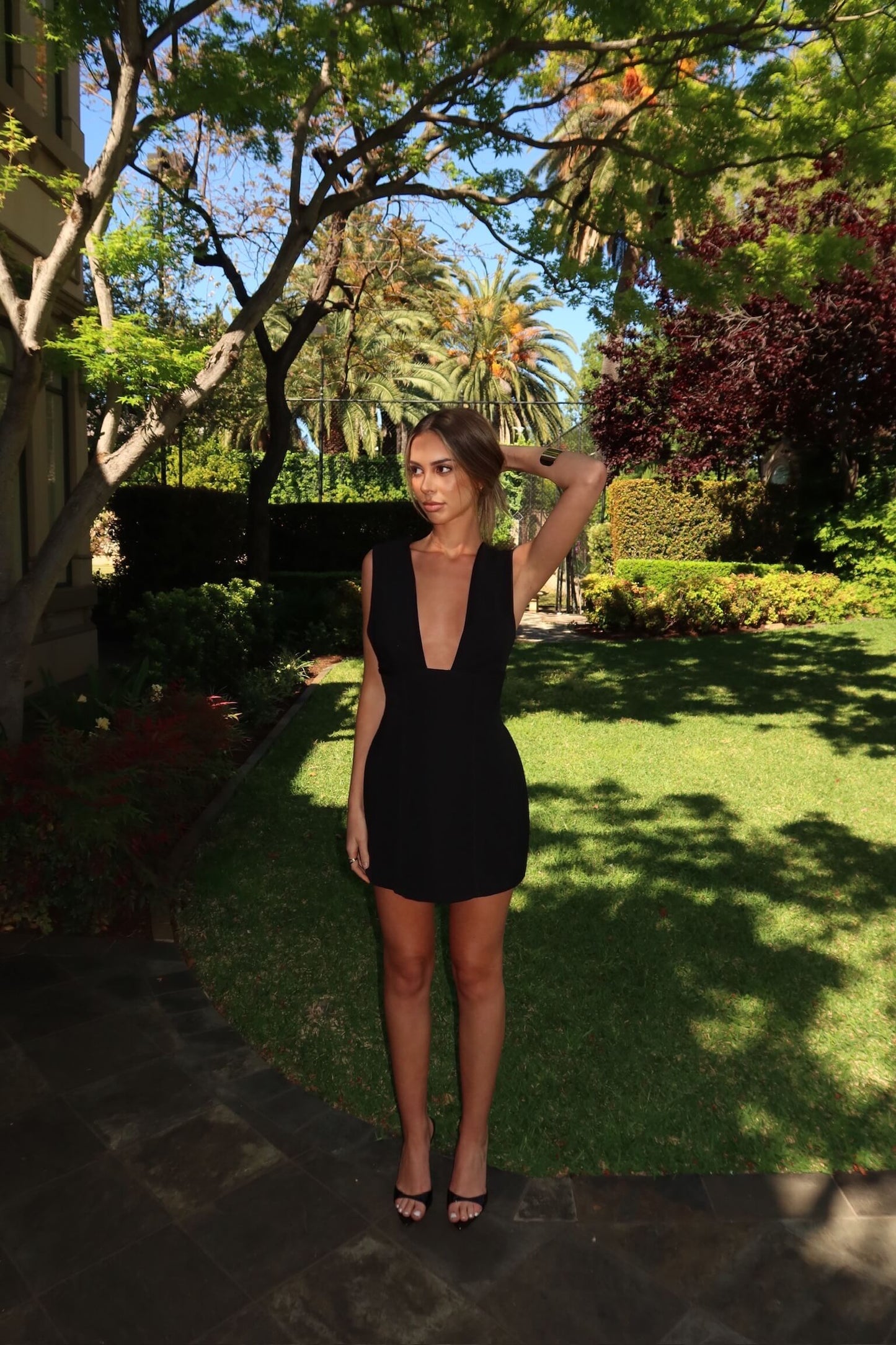 Misha Marcie Suiting Mini Dress in black featuring a tailored mini silhouette and sophisticated suiting design
